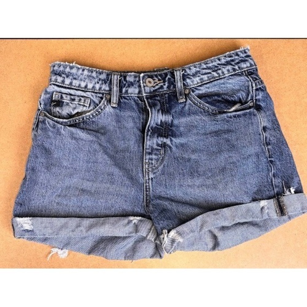 KanCan Denim Shorts Distressed Cuffed High‎ Rise Blue Size M